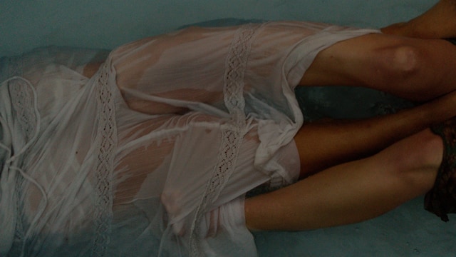 Series: water — wet lace dress clinging in dark water